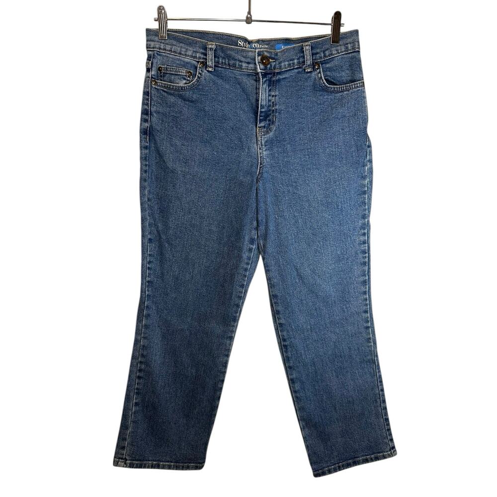 Style & Co Petite Women’s Denim Straight Leg Jeans Medium Wash Norm Core Casual